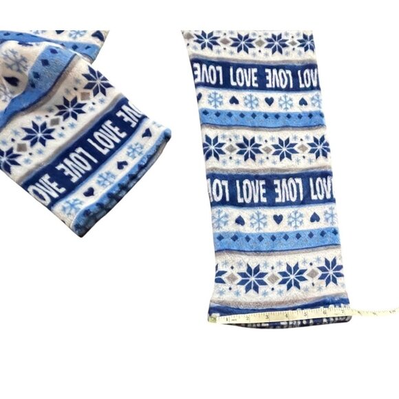 Fleece Pajama Pants With Snowflake & Love Pattern Youth Large / XL Womens Small - Picture 6 of 10